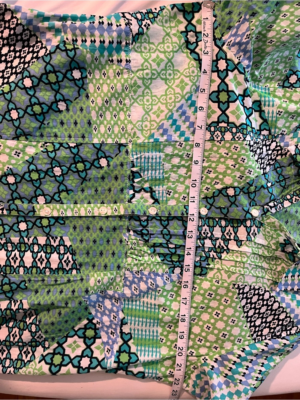 Caribbean Joe Green & Aqua Patterned Cotton Button-Up and 100% Cotton - Picture 5 of 6